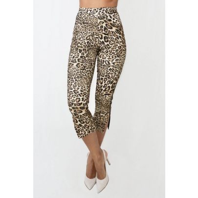 Pinocchietto in maglia di misto lana e cotone elasticizzato tigrato