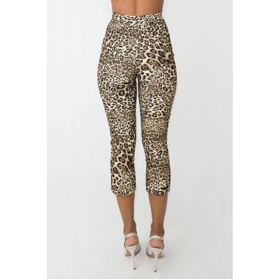 Pinocchietto in maglia di misto lana e cotone elasticizzato tigrato