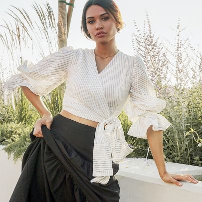 Casacca in lino bio indiano gessato