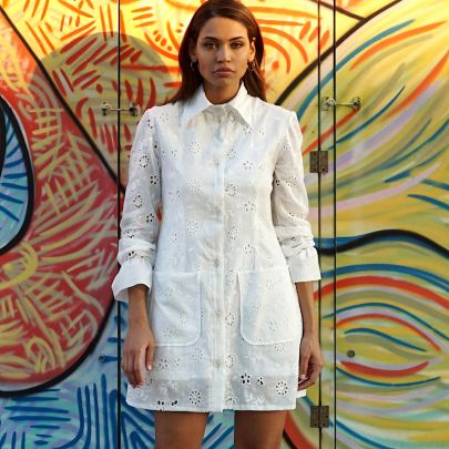 Vestito in sangallo Bianco, 100% cotone