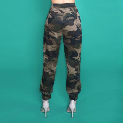 Pantalone a vita alta, militare Camouflage 