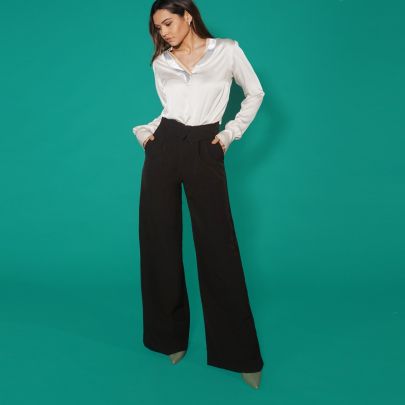 Pantalone nero in pura seta