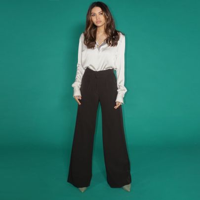 Pantalone nero in pura seta