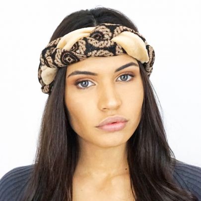 Fascia intrecciata di velluto marrone con fantasia 