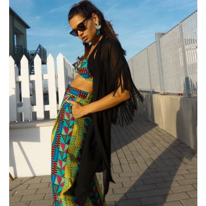 Kimono in chiffon con frange